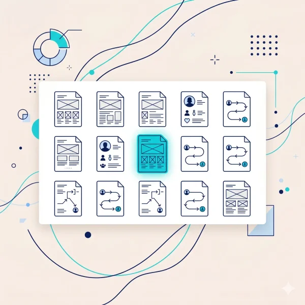 Collection of icons representing different UX Research deliverable types
